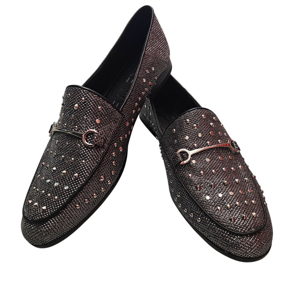 Nine West Westoy Black & Silver Studded Loafers Size 9M